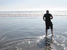 Jamie Tiptoeing Into Ocean At Coronado Beach